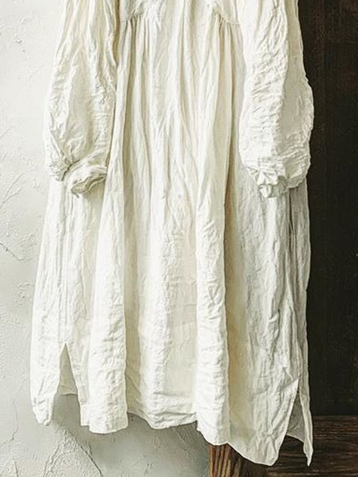 Vintage Plain Long Sleeve Casual Dress