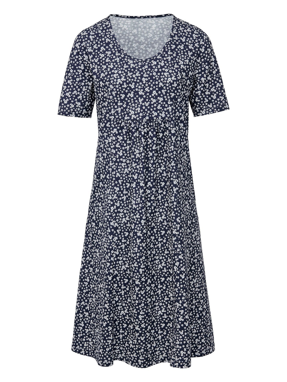 Women's Short Sleeve Shift Floral-Print Causal Dress