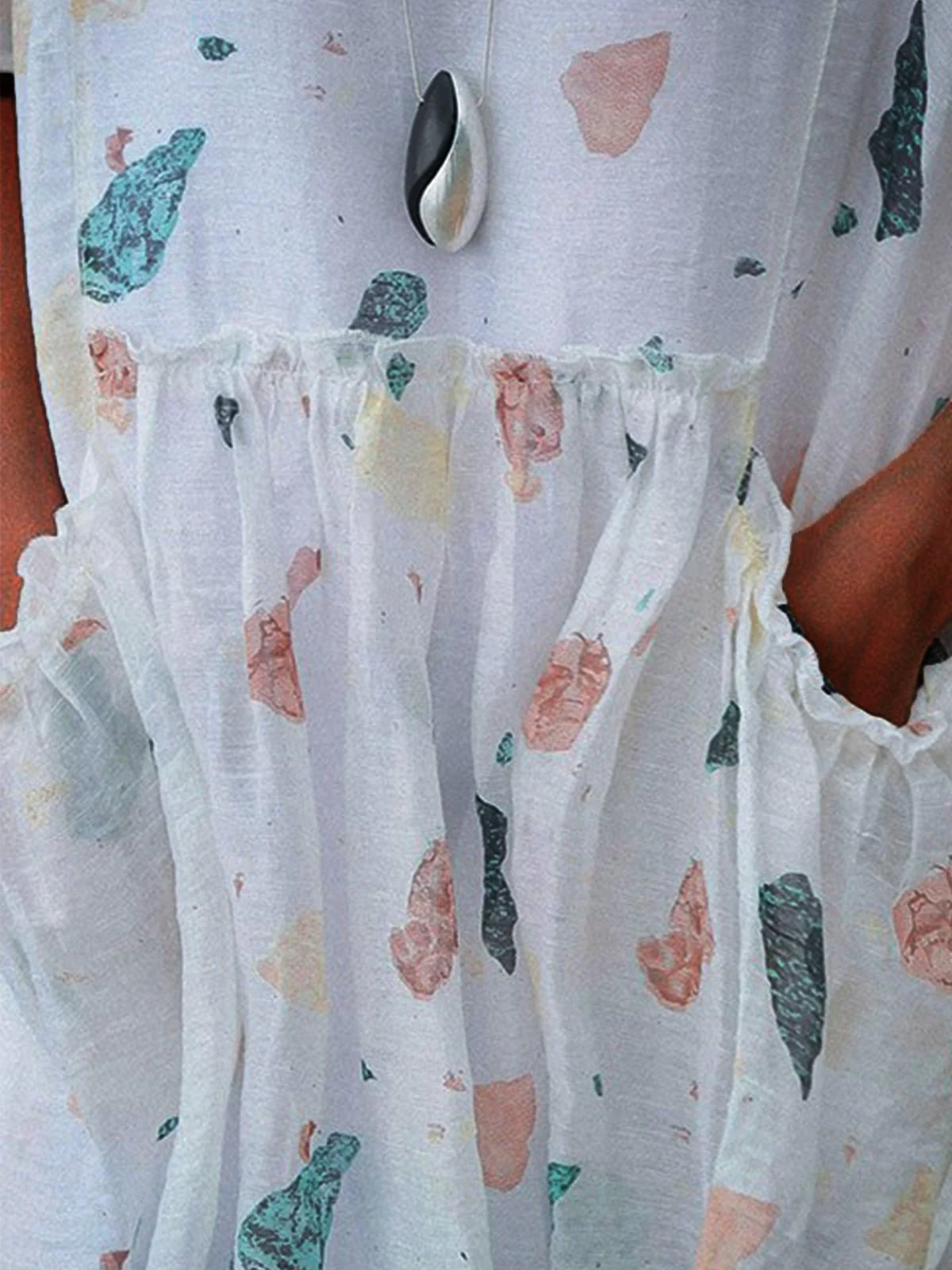 White Casual Floral-Print Dress
