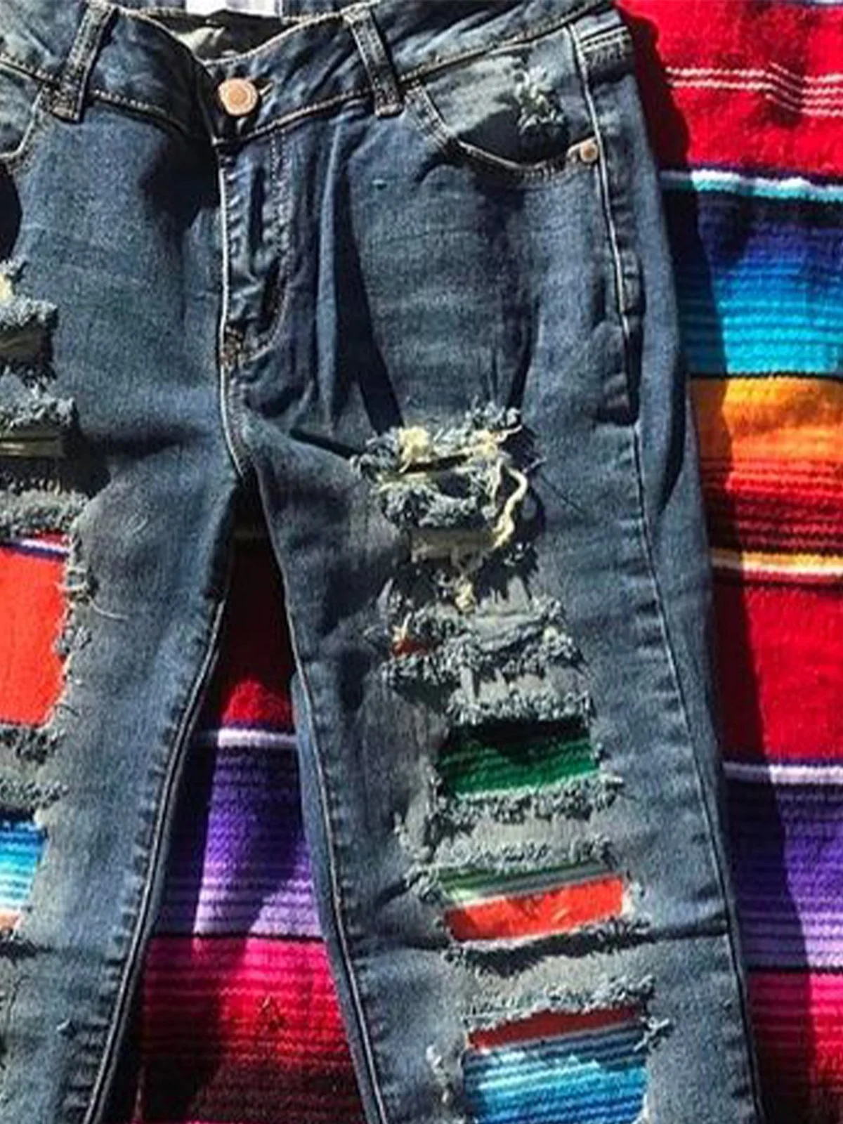 Vintage Style Ripped Straight Jean