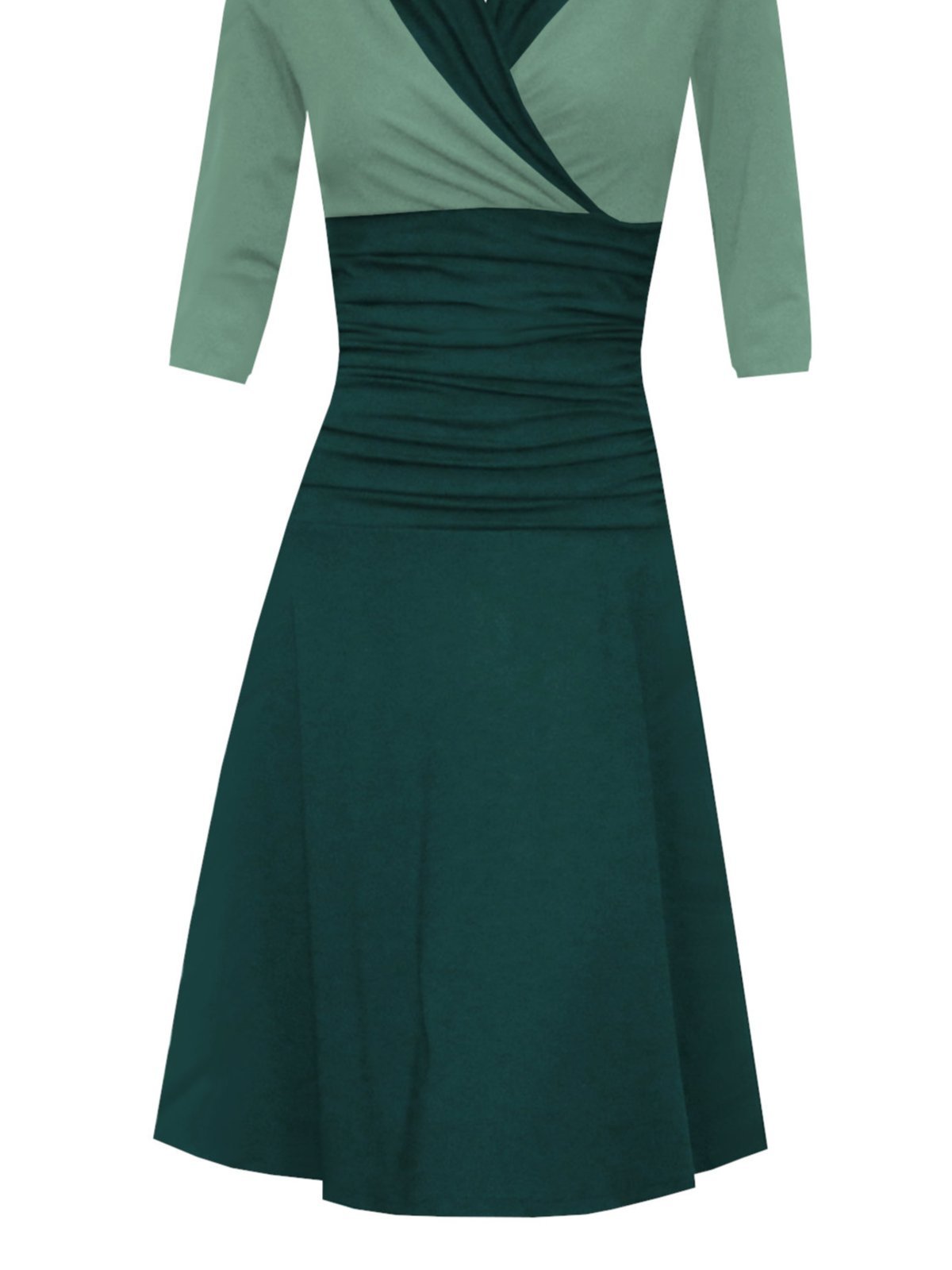 Long Sleeve V Neck Cotton-Blend Casual Knitting Dress