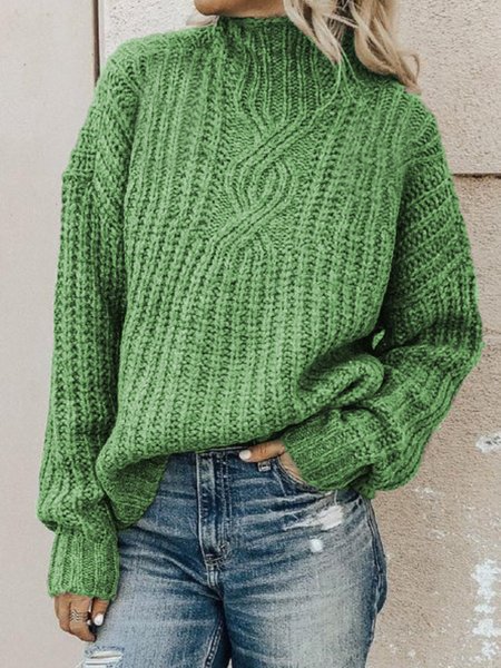 Women Long Sleeve Turtleneck Cotton-blend Tunic Sweater Knit Jumper ...