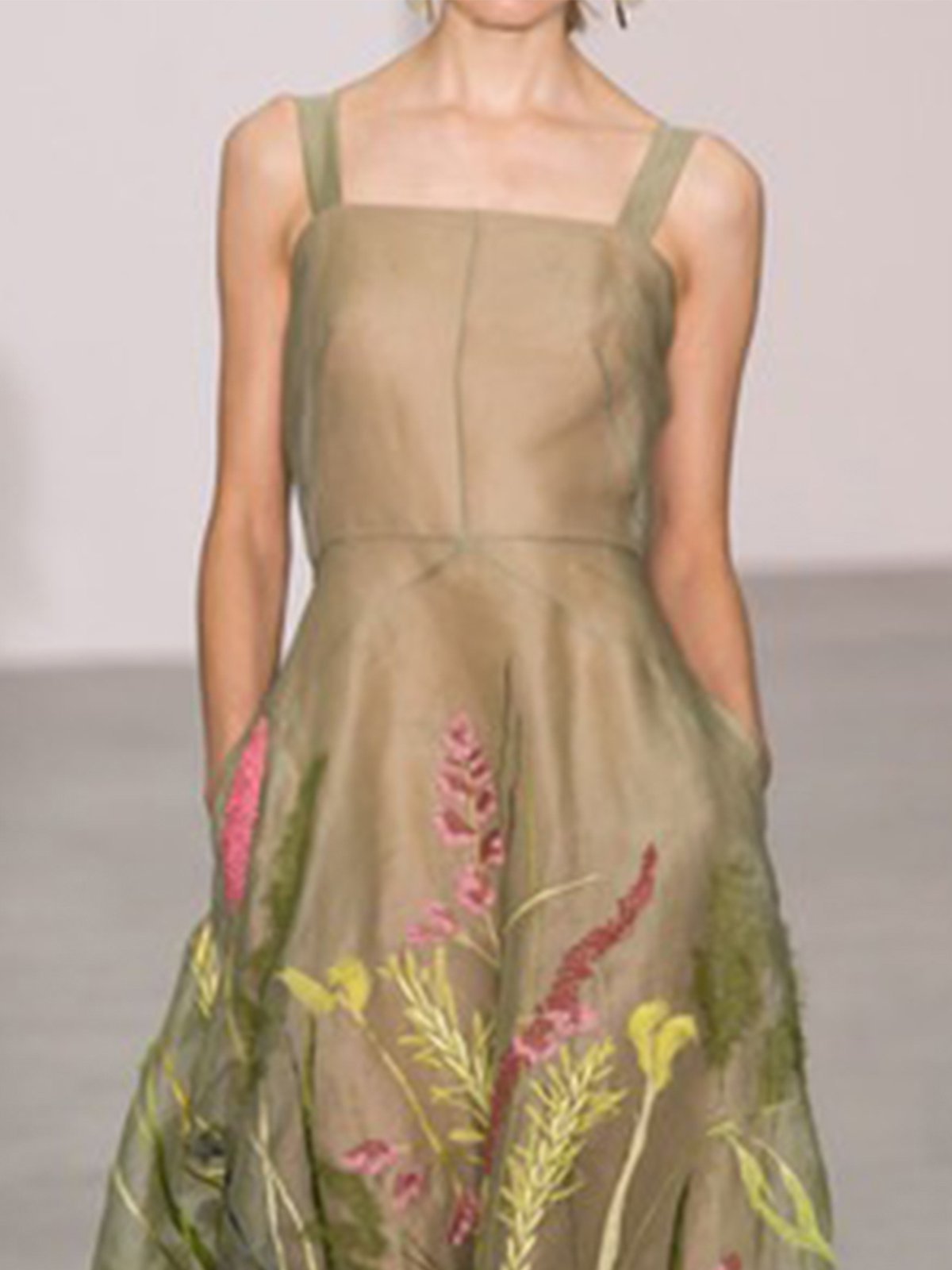 Elegant Geometric Floral Sleeveless Casual Dress