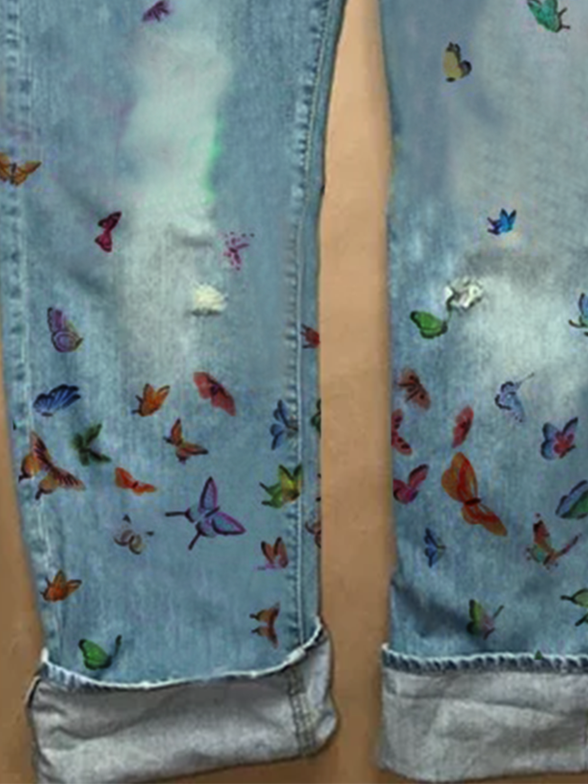 Casual Butterfly Print Baggy Jean