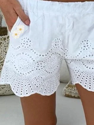 Women Casual Lace Mesh Short With Pockets