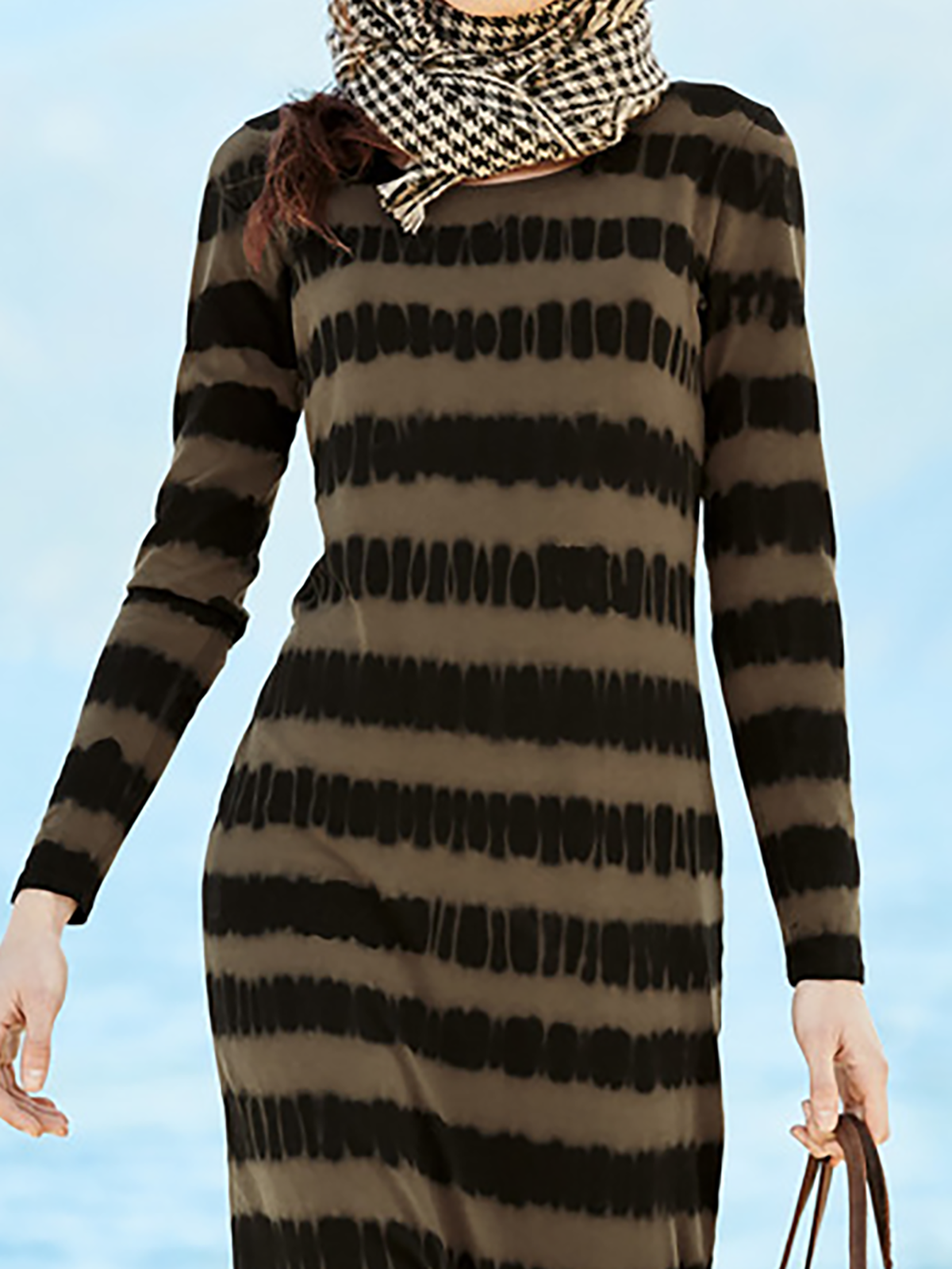 Striped Long Sleeve Casual Knitting Dress