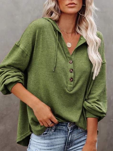 Long Sleeve Buttoned Tunic Sweatshirts