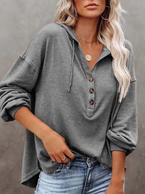 Long Sleeve Buttoned Tunic Sweatshirts