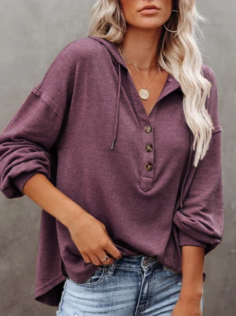 Long Sleeve Buttoned Tunic Sweatshirts