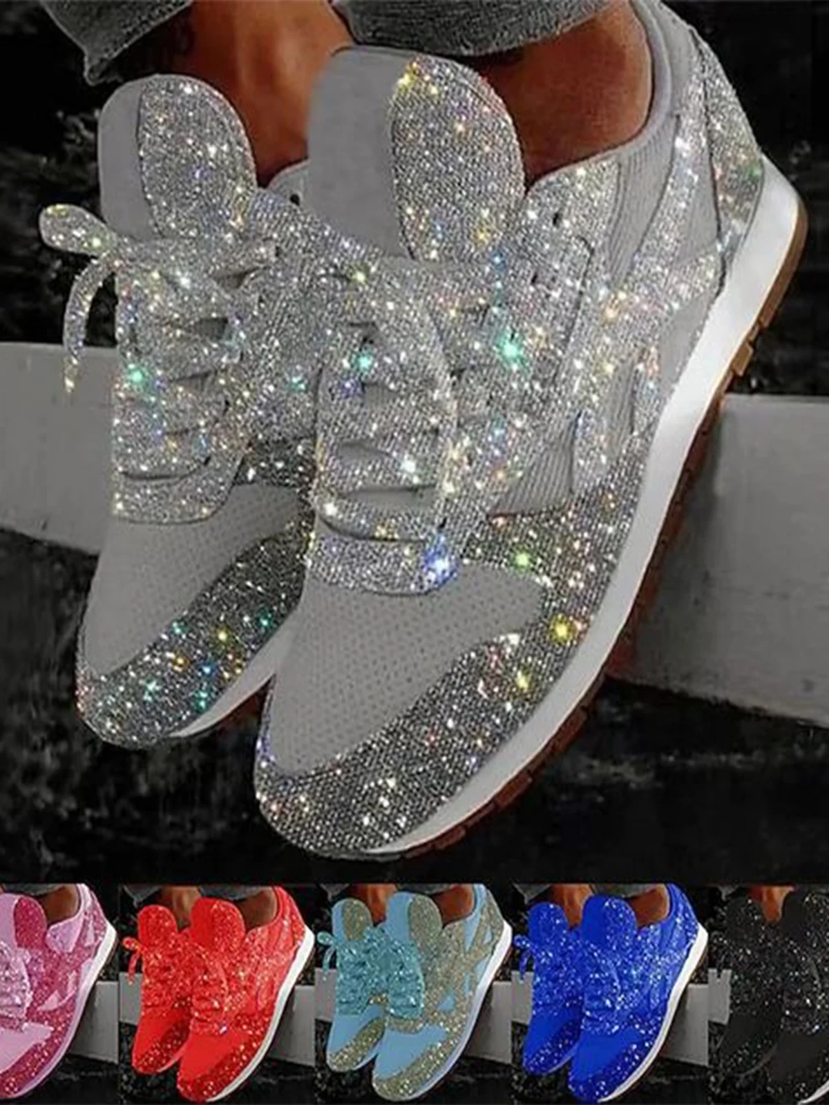 Women Muffin  Rhinestone New Crystal  Platform Sneakers