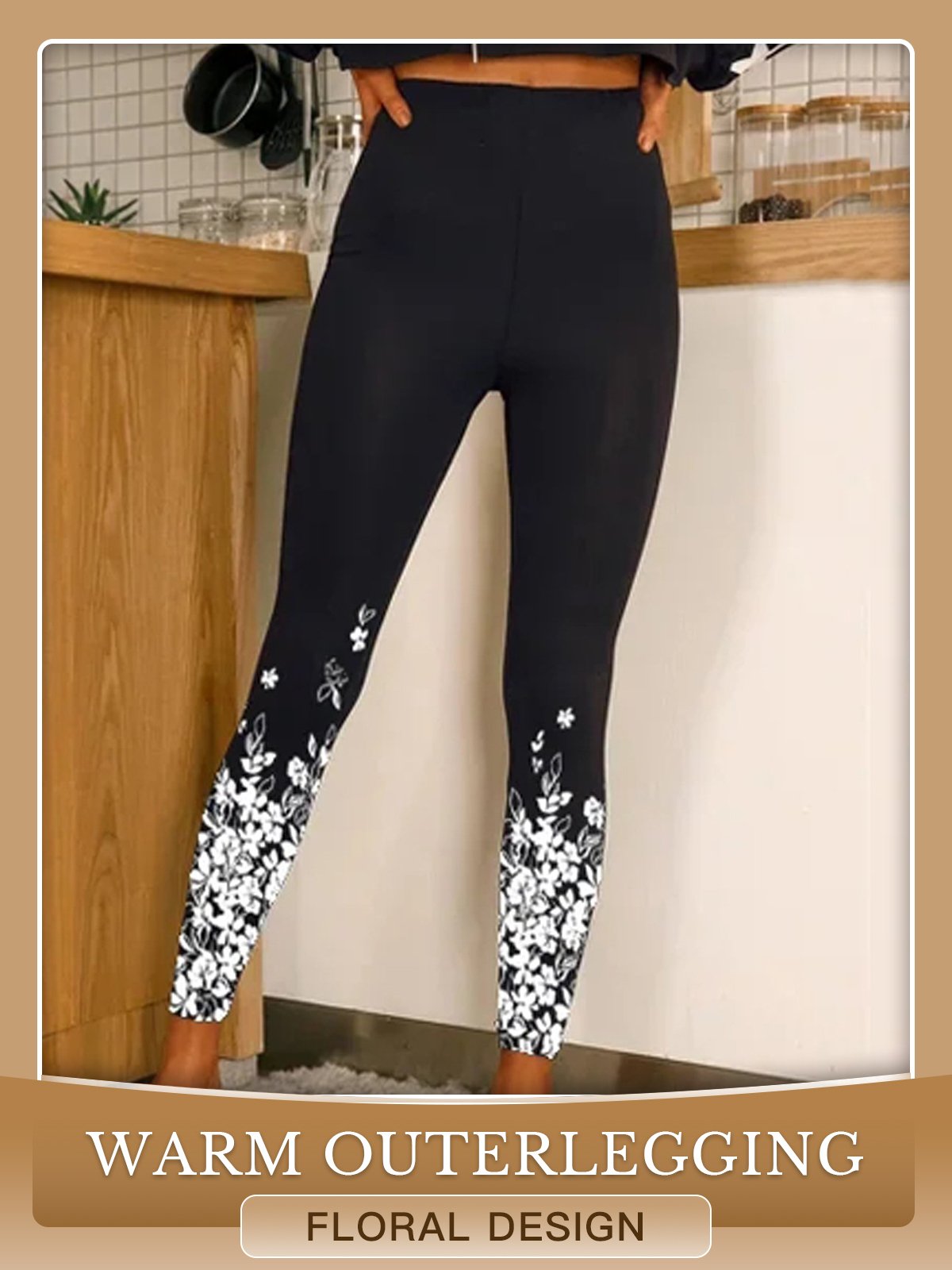 Cotton Blends Casual Floral Skinny Leggings