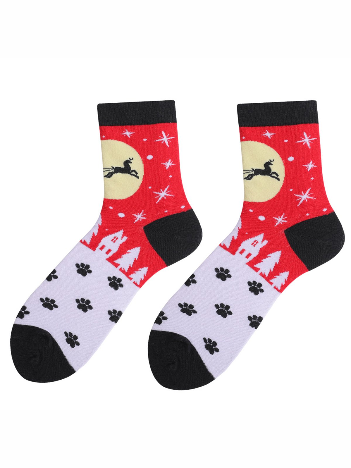 Christmas Elk Cotton Socks