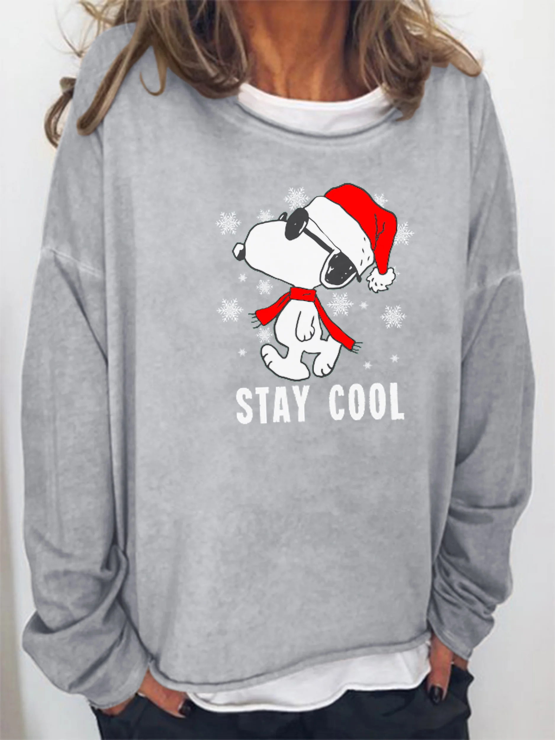 Casual Crew Neck Animal Sweatshirt