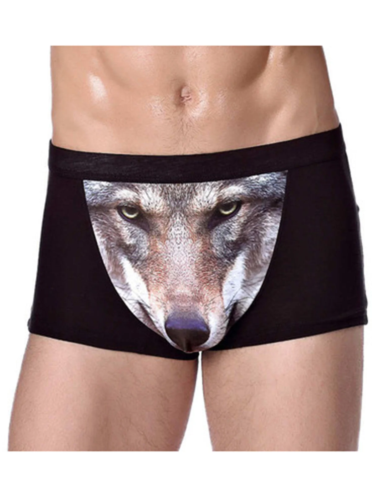 Men's Wolf Head Pattern Breathable Panties