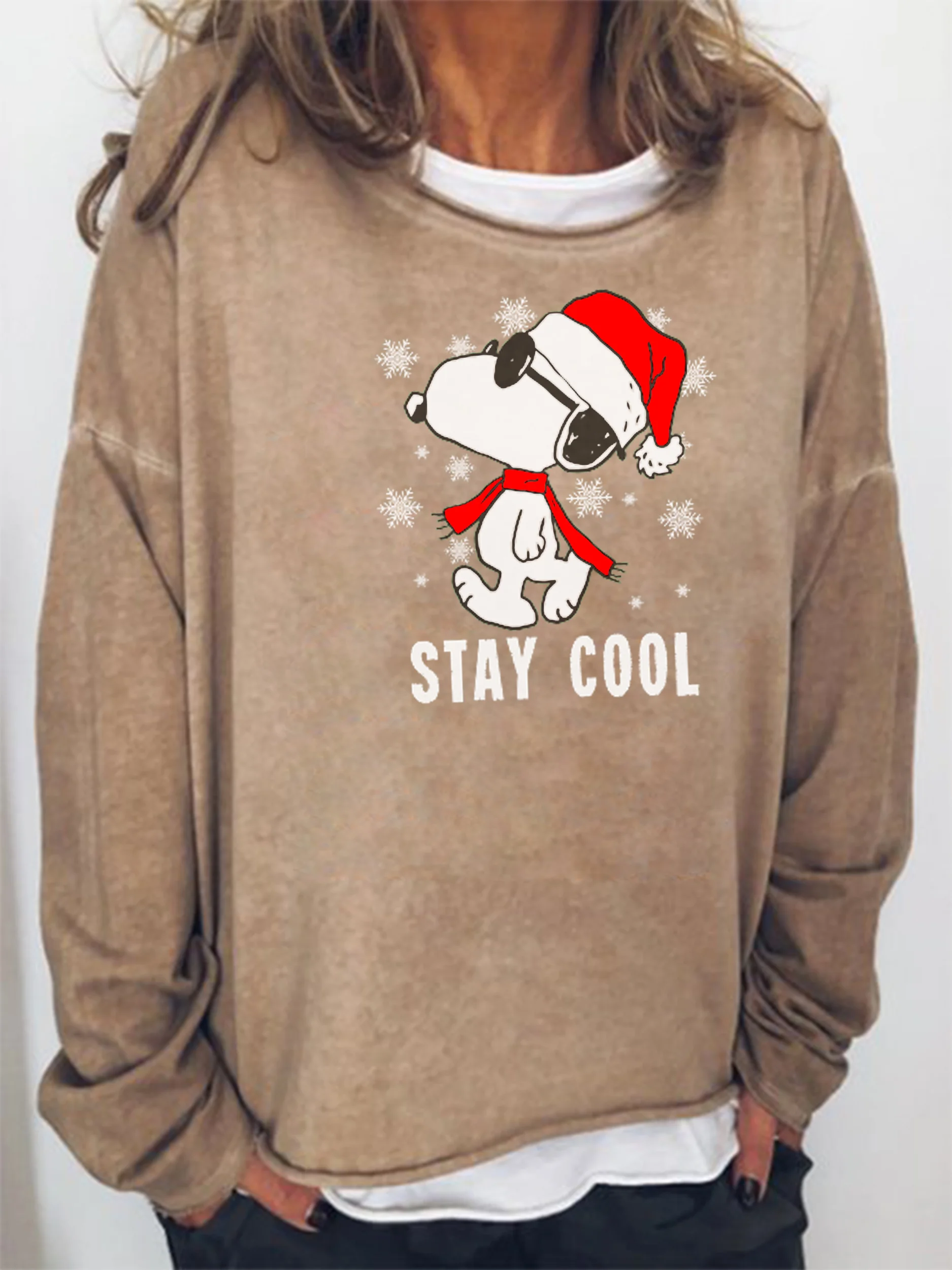 Casual Crew Neck Animal Sweatshirt