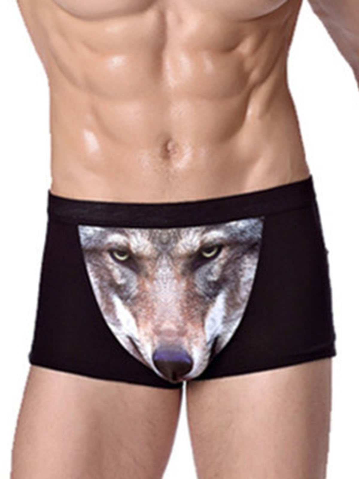 Men's Wolf Head Pattern Breathable Panties