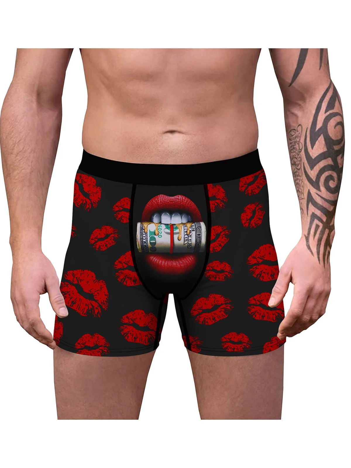 Men's Red Lips Sexy Boxer Briefs