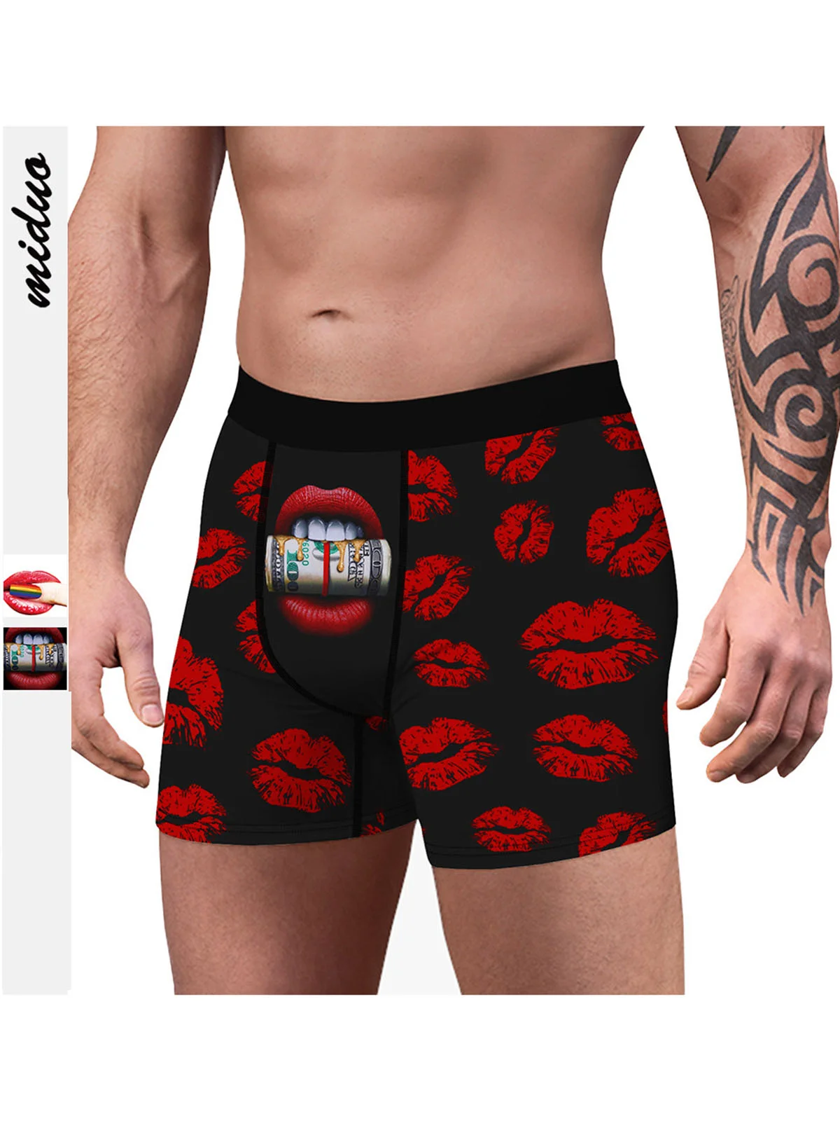 Men's Red Lips Sexy Boxer Briefs