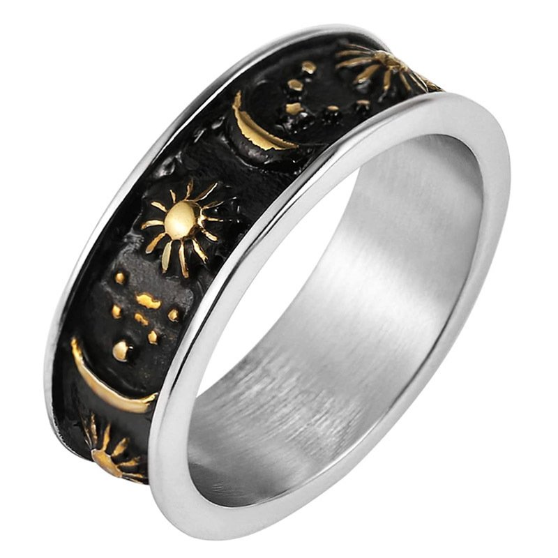 Men's Star And Moon Pattern Ring