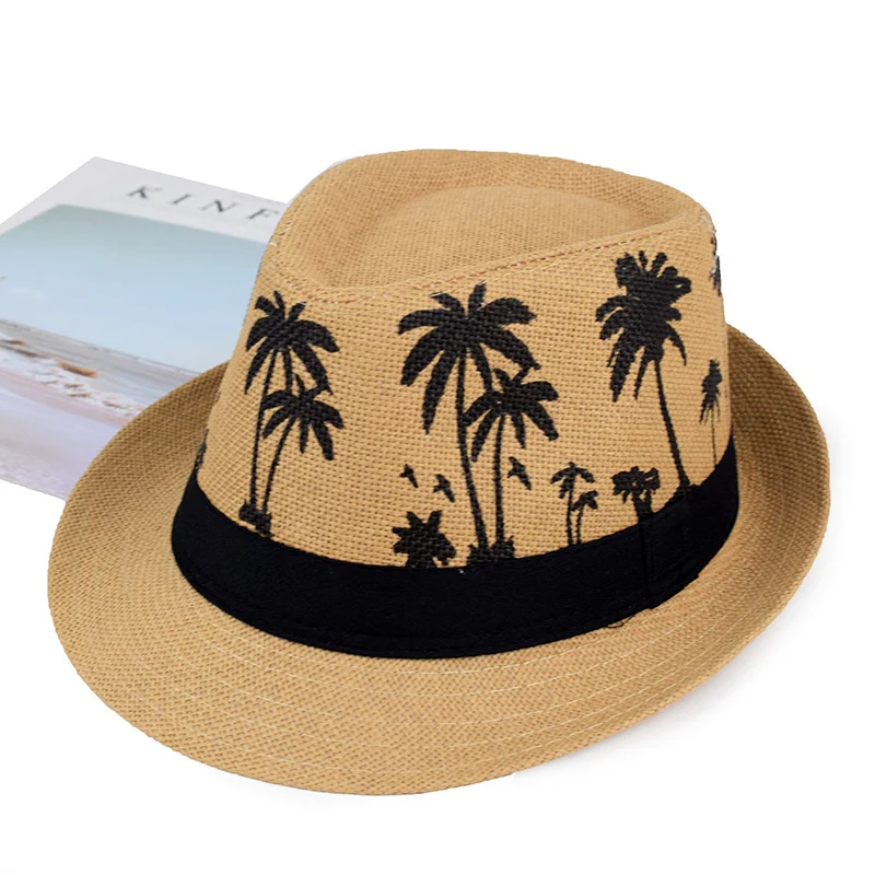 Men's Coconut Pattern Linen Beach Hat