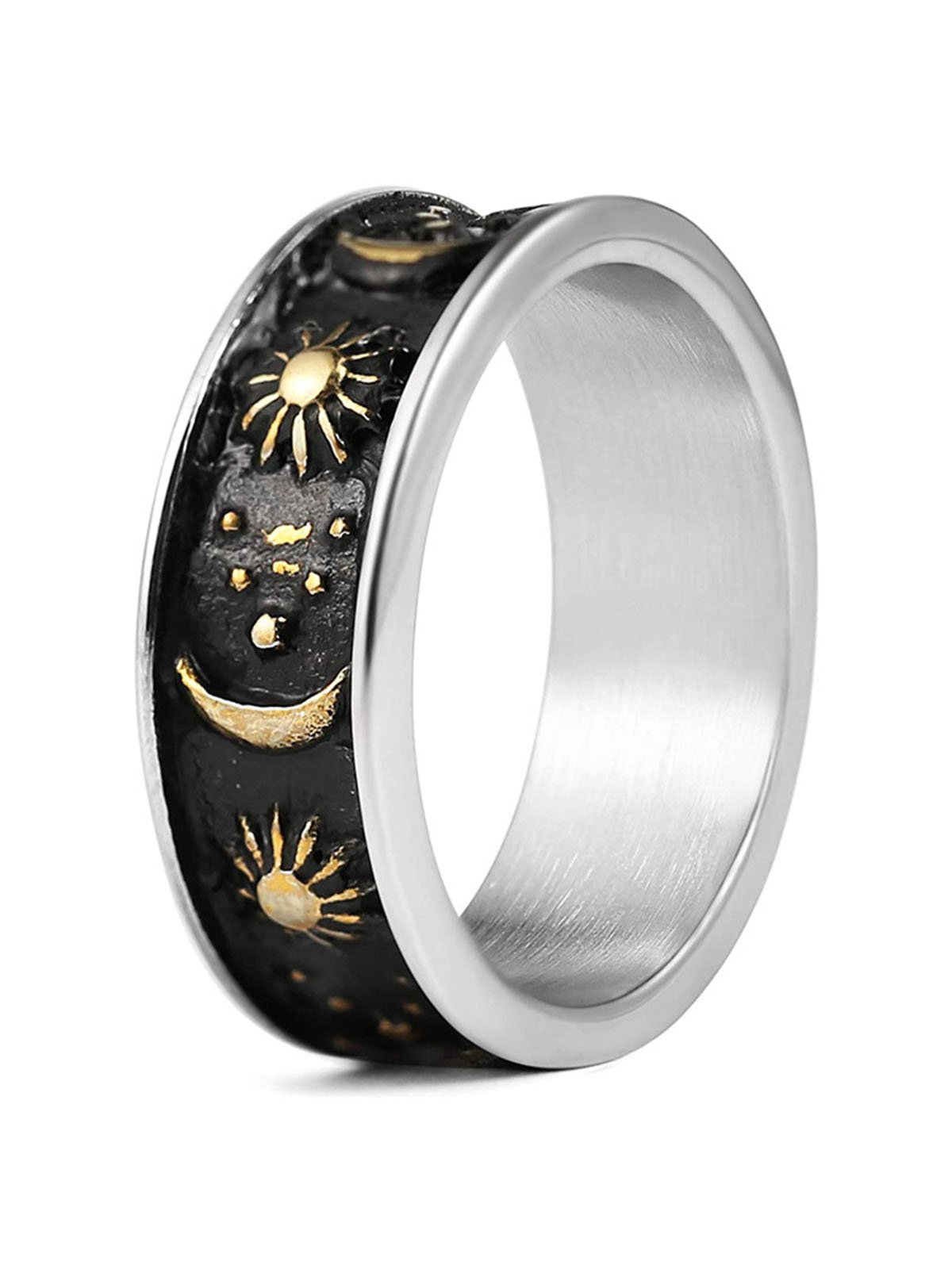 Men's Star And Moon Pattern Ring