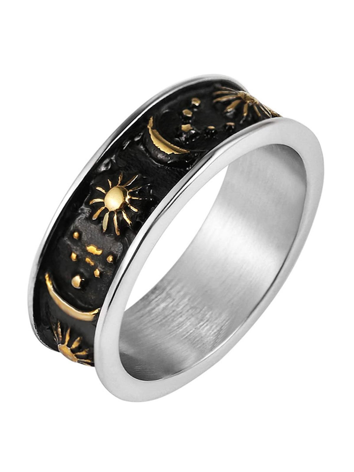 Men's Star And Moon Pattern Ring