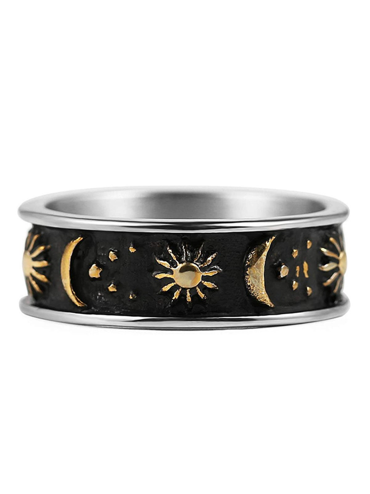 Men's Star And Moon Pattern Ring