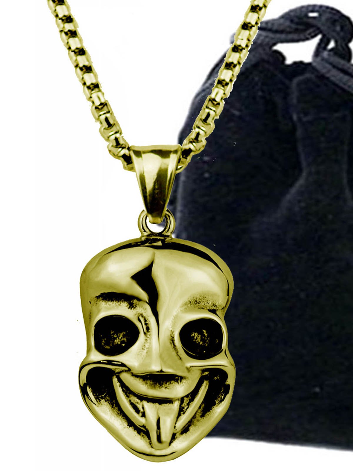 Men's Mask Smiley Pendant Necklace