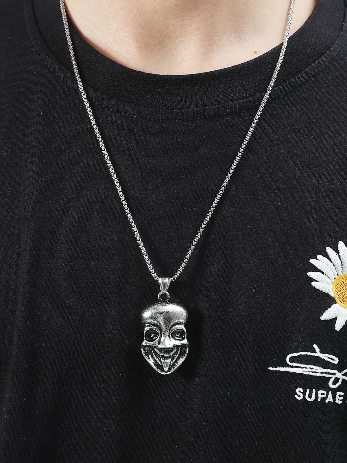 Men's Mask Smiley Pendant Necklace