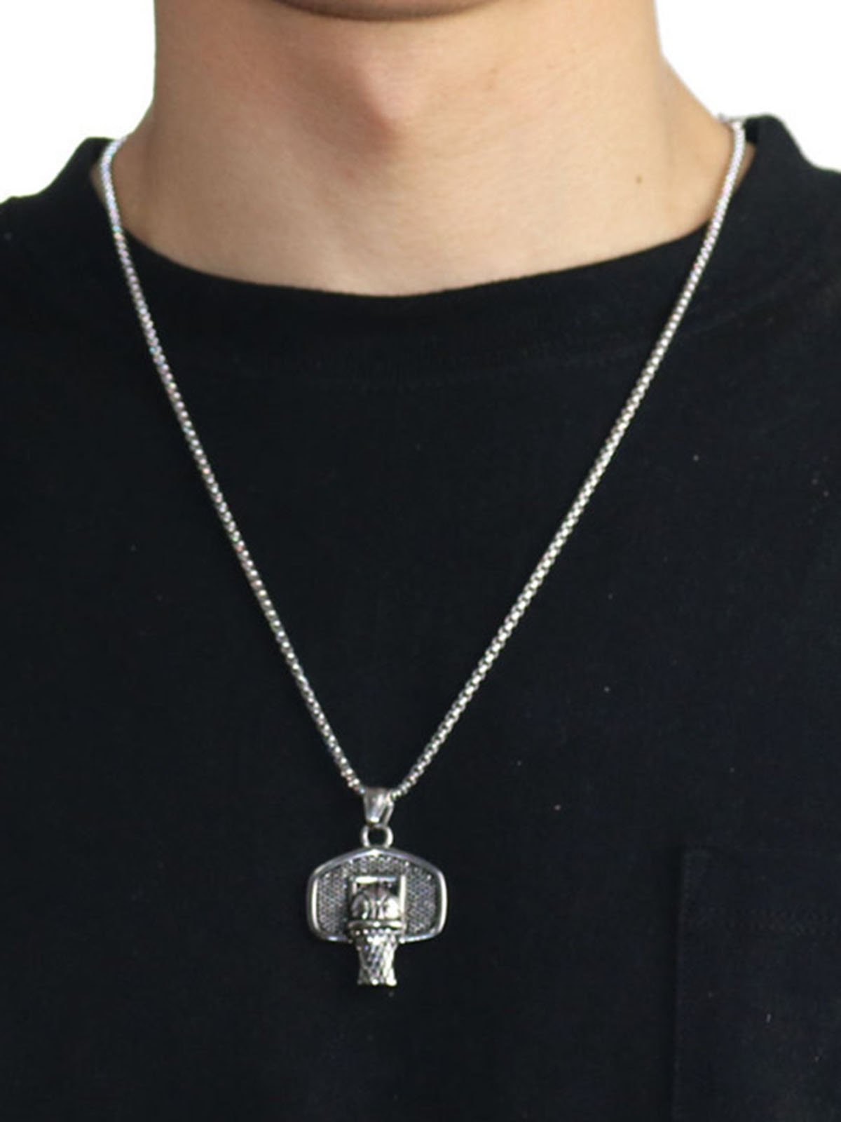 Men's Basketball Pendant Necklace