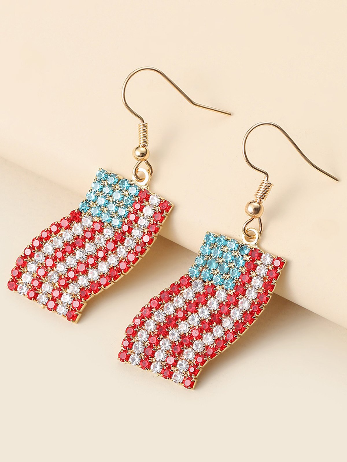 Independence Day Flag Rhinestone Earrings