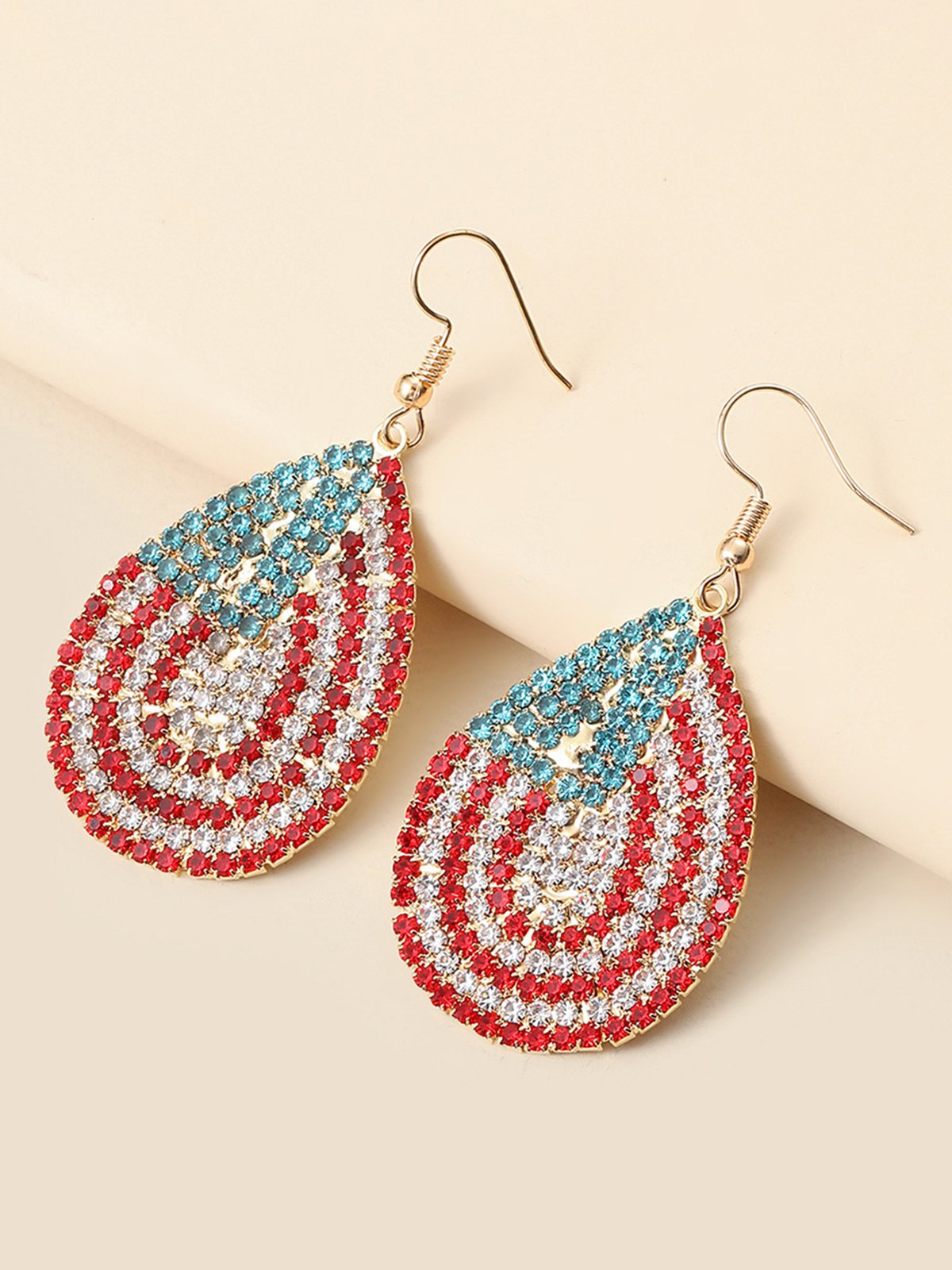 Independence Day Flag Rhinestone Earrings