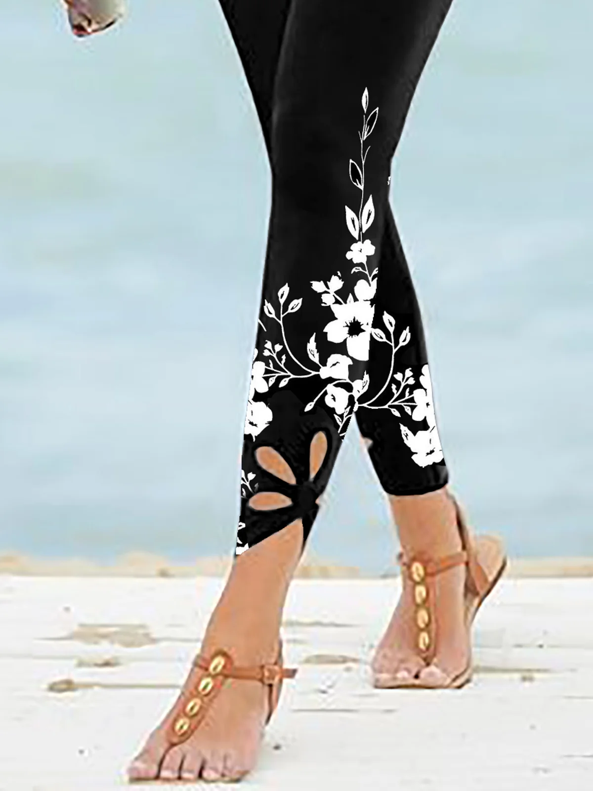 Color Block Floral Regular Fit Leggings