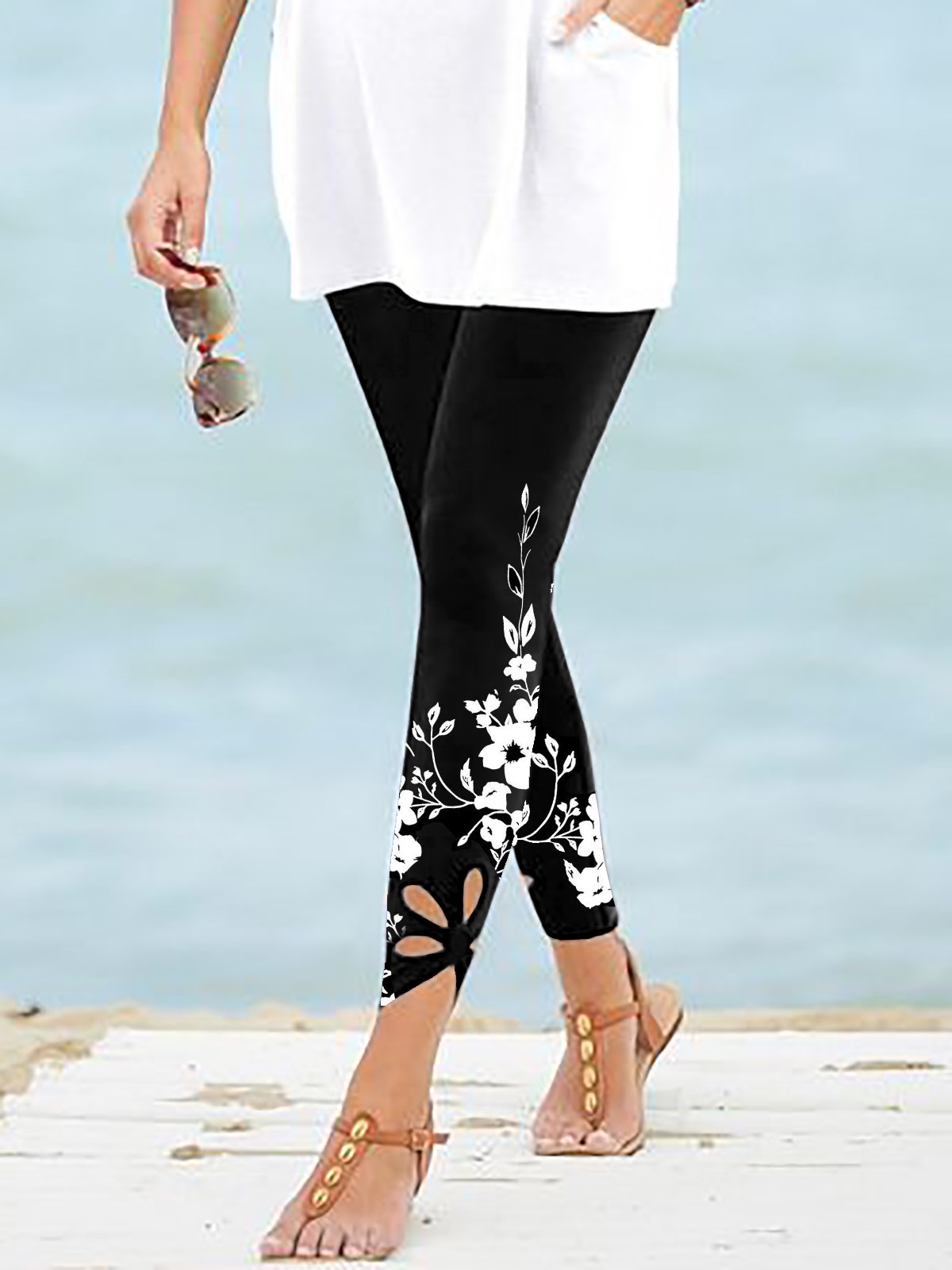 Color Block Floral Regular Fit Leggings