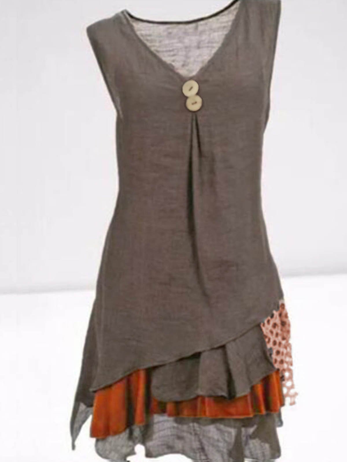 Women's Casual Sleeveless Cotton-Blend Dress