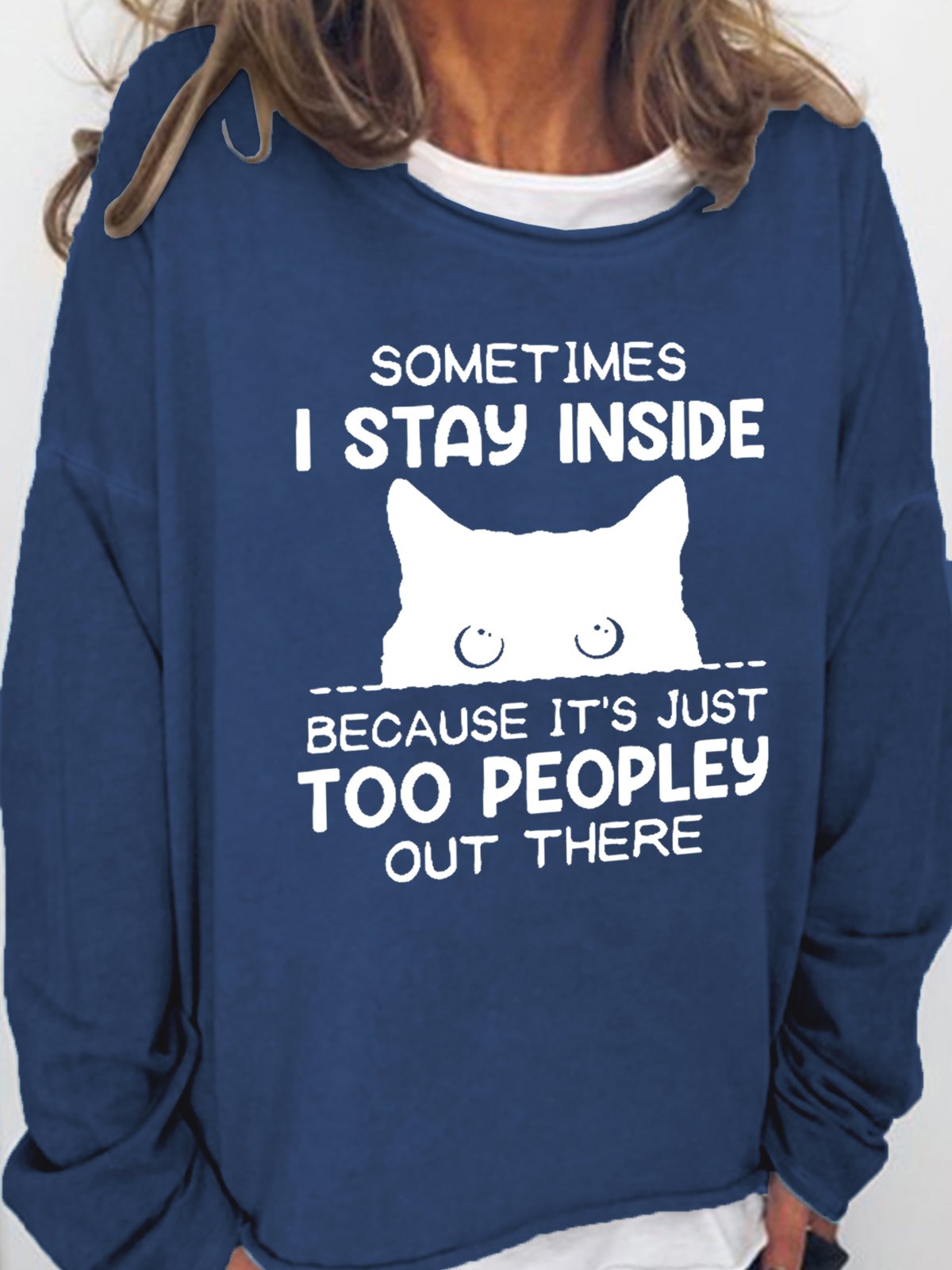 Simple Crew Neck Text Letters Sweatshirt