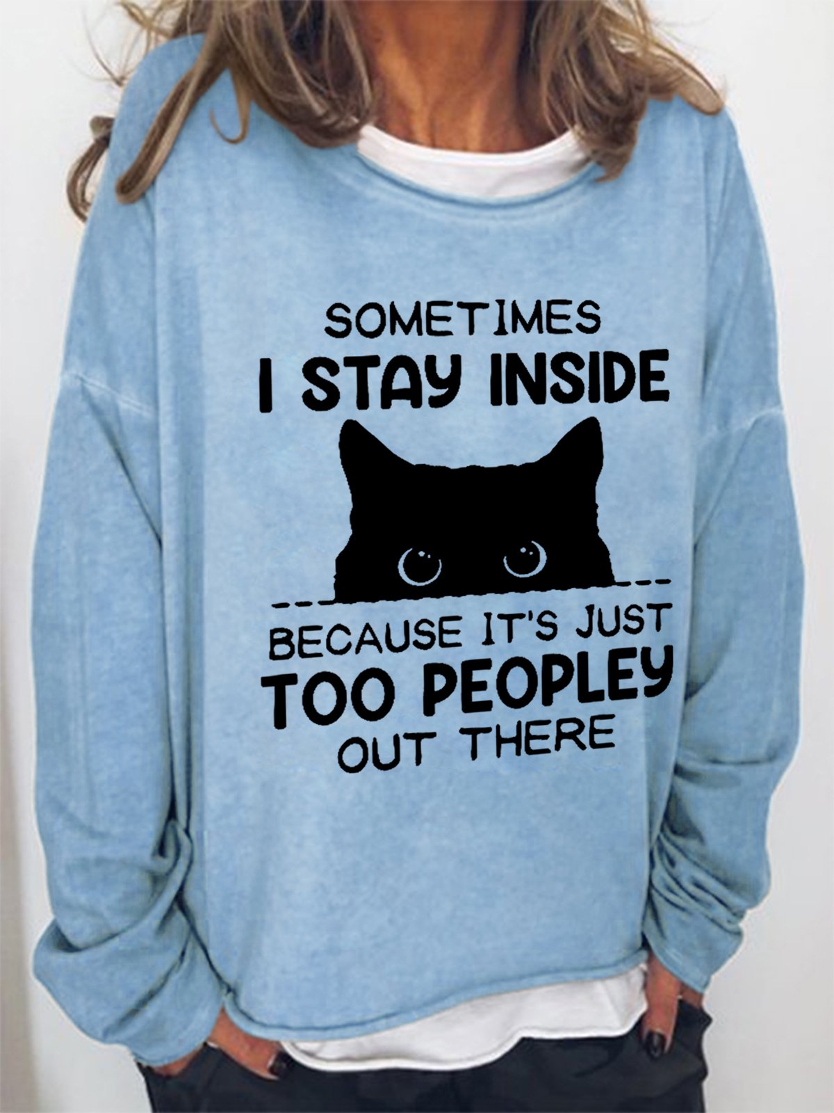 Simple Crew Neck Text Letters Sweatshirt