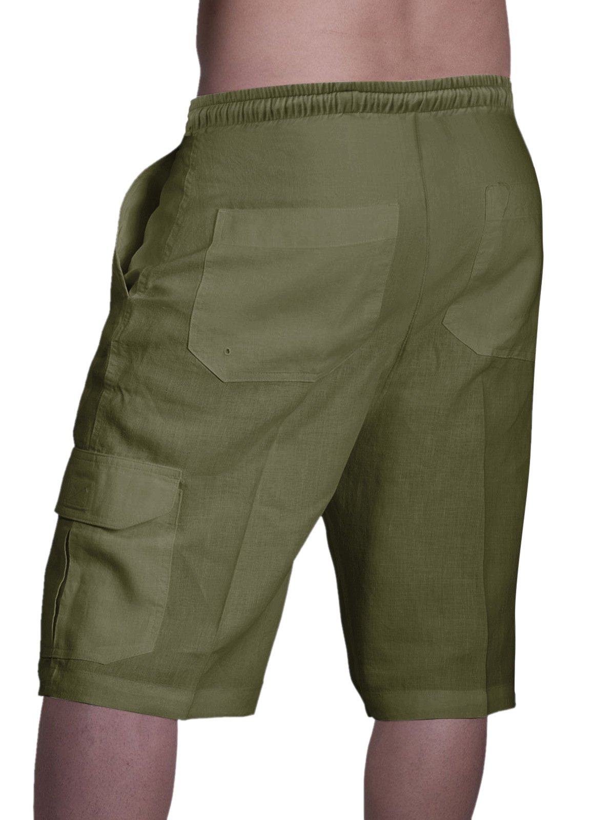 Men's Linen Shorts Multi-Pocket Tie Cargo Pants