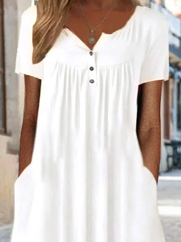 Casual Plain V-Neck Short Sleeve Knit Dress