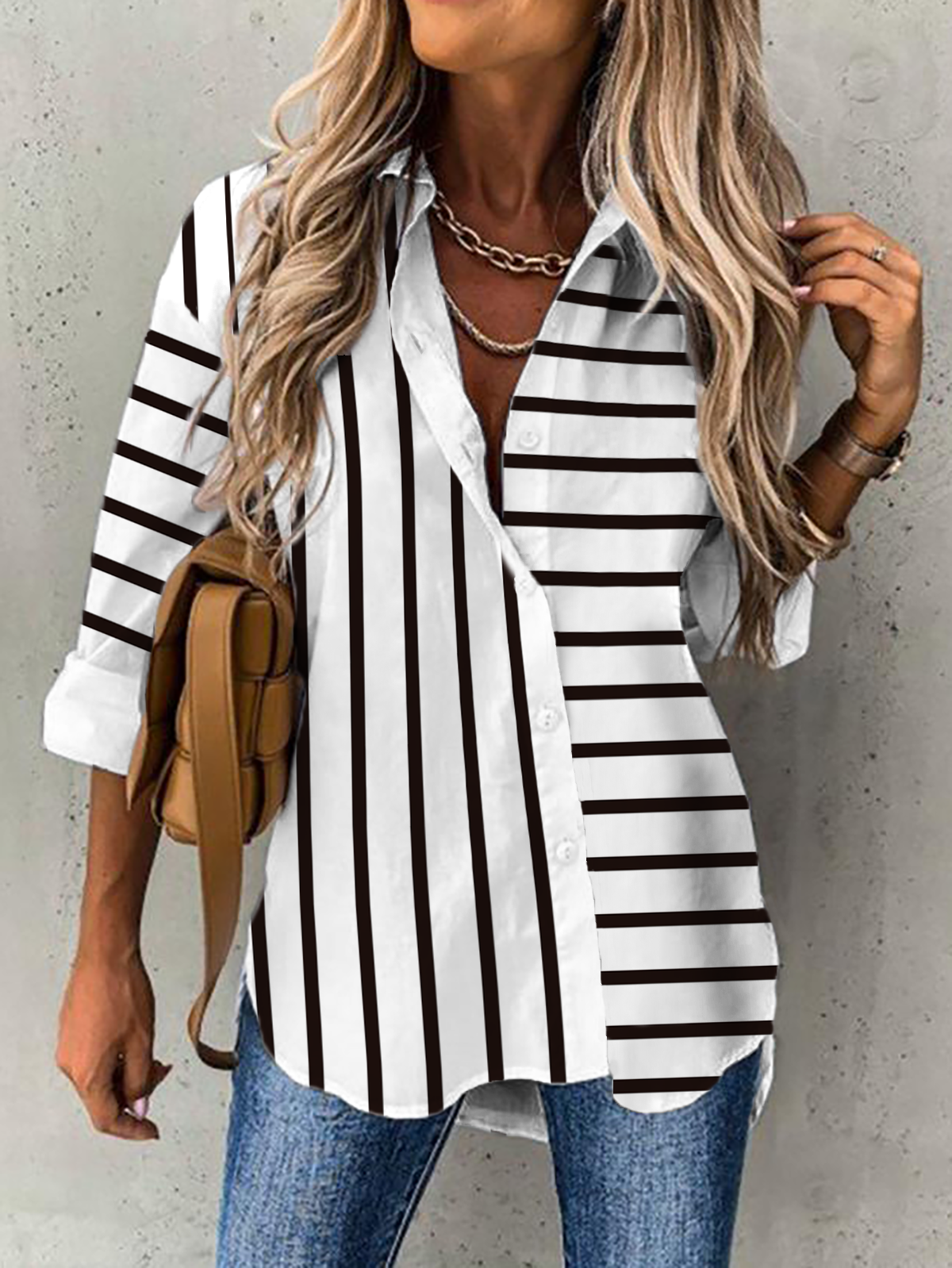 Striped Casual Tunic Shirt