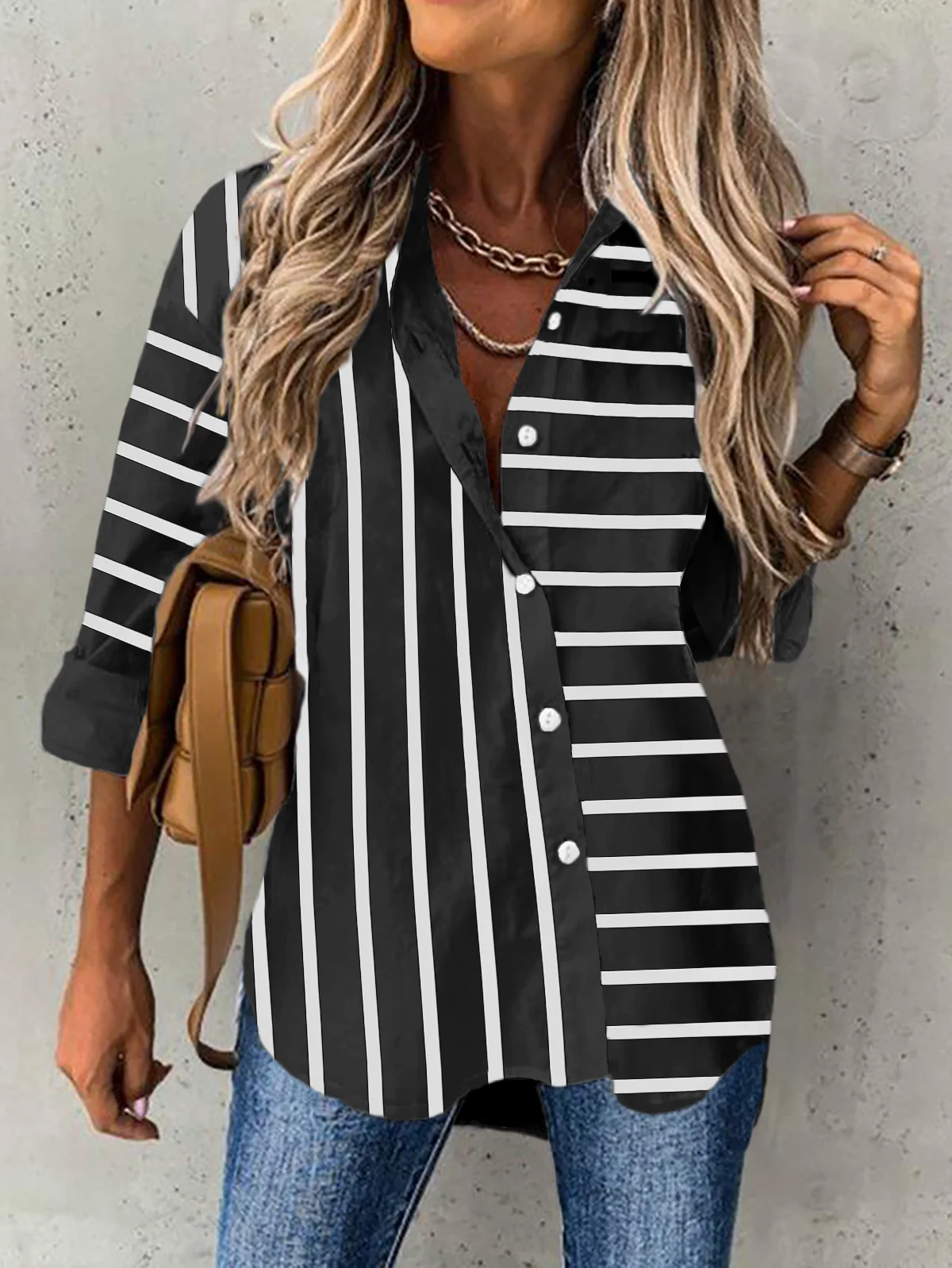 Striped Casual Tunic Shirt