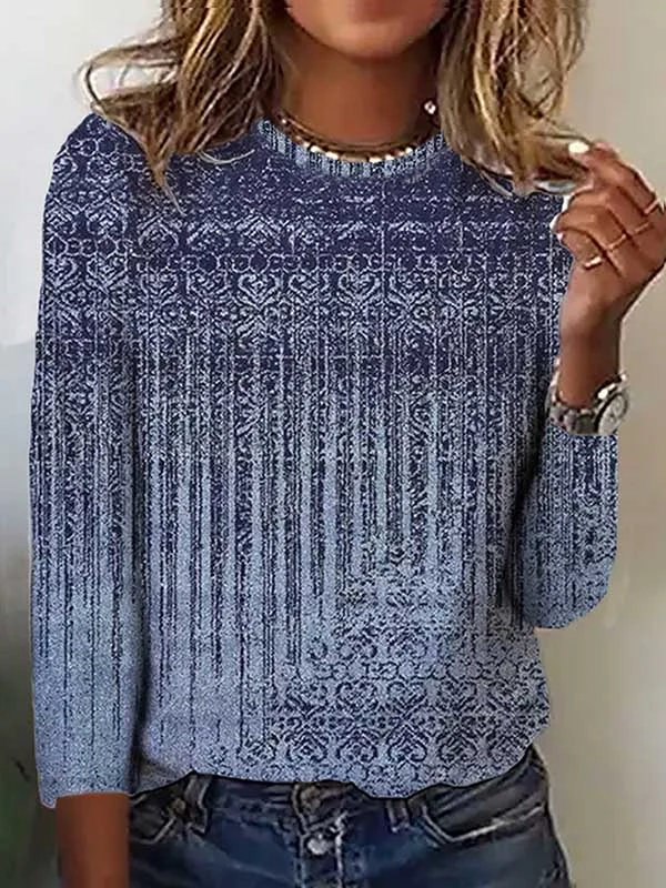 Ethnic Crew Neck Casual T-Shirt