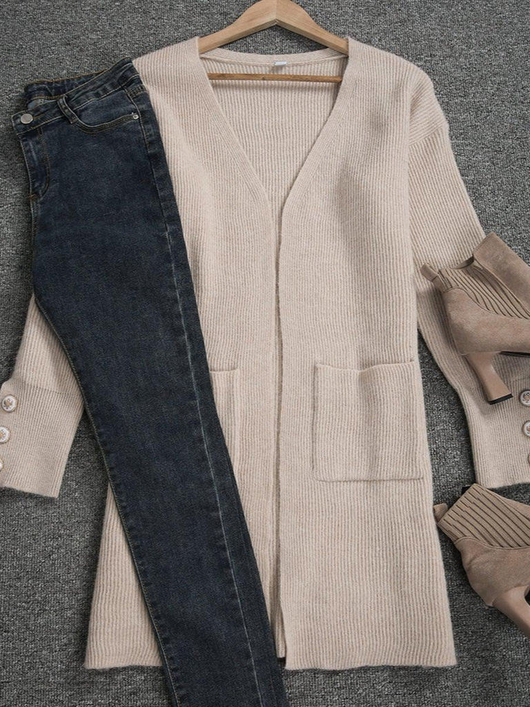 Casual Wool/Knitting Plain Sweater Coat