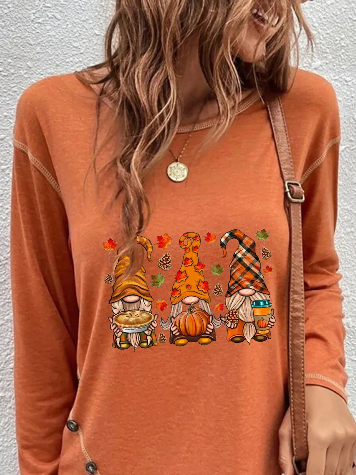 Halloween Loose Casual Buttoned Tunic T-Shirt