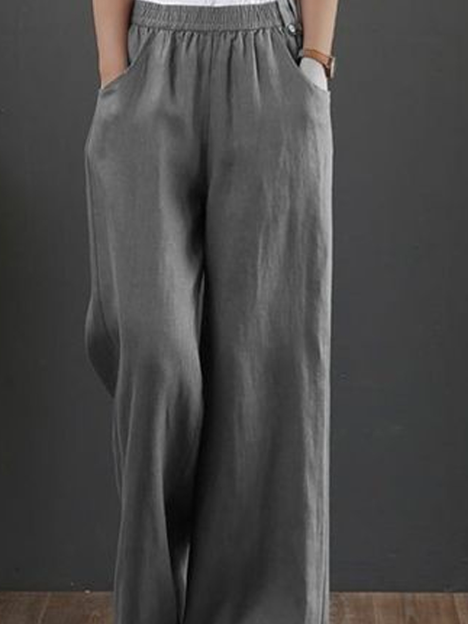 Boho Plain High Waist Long Straight Pants