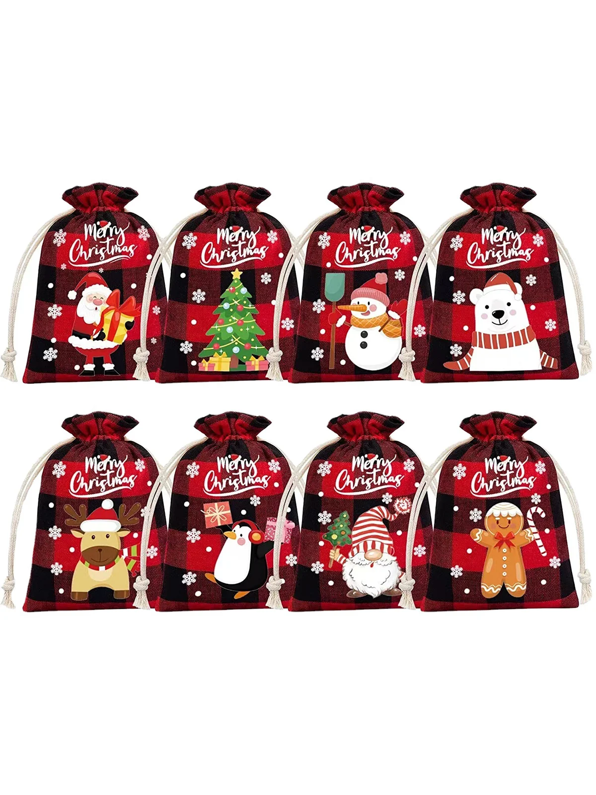 Christmas Canvas Bag Drawstring Storage Bag Candy Gift Bag