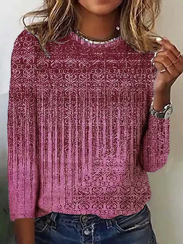 Ethnic Crew Neck Casual T-Shirt