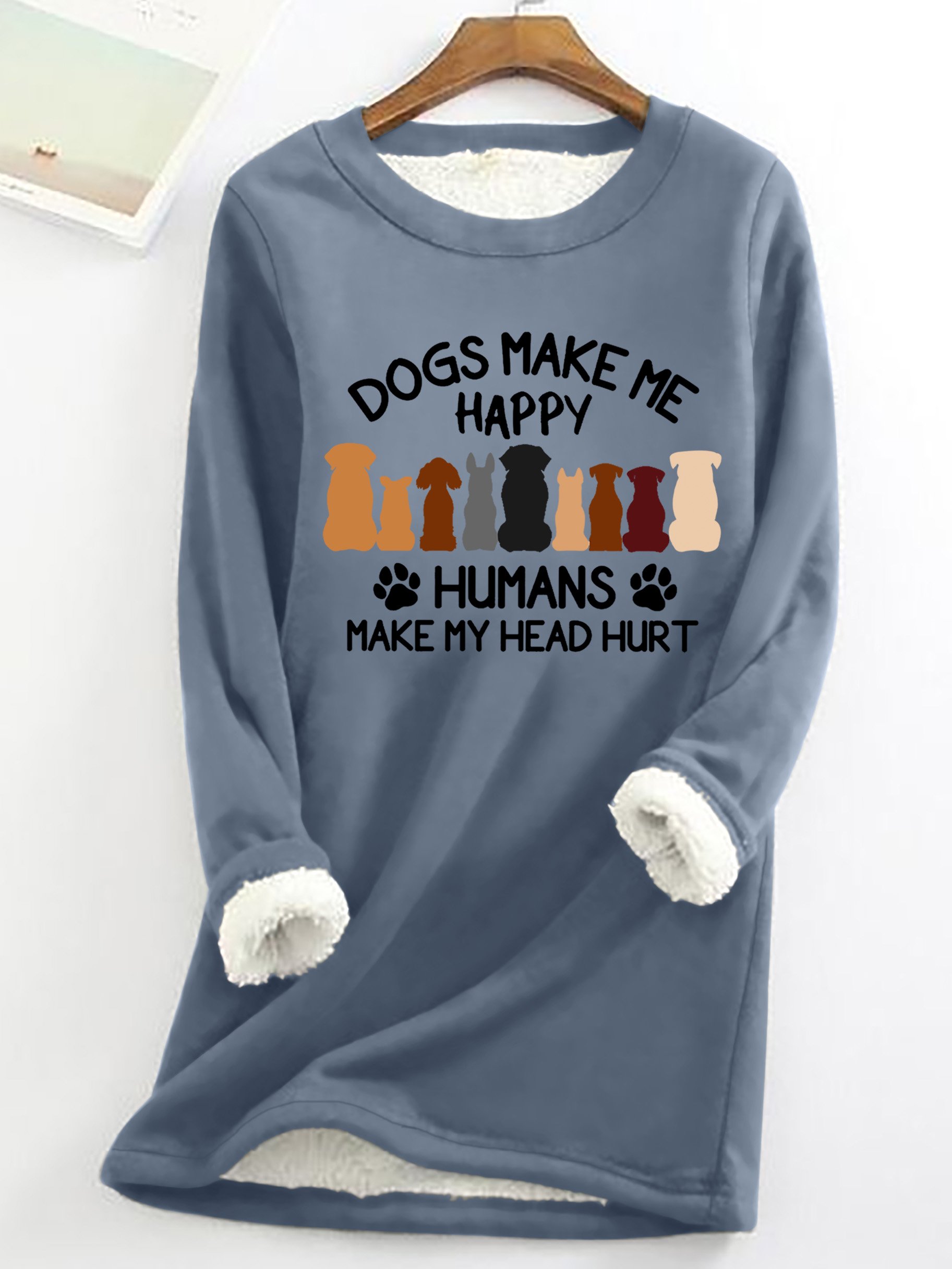 Simple Crew Neck Dog Fleece Soft Sweatshirt