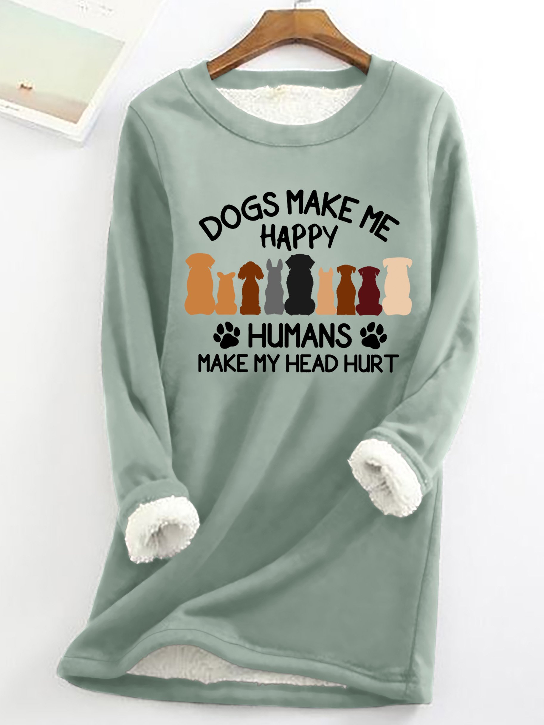 Simple Crew Neck Dog Fleece Soft Sweatshirt