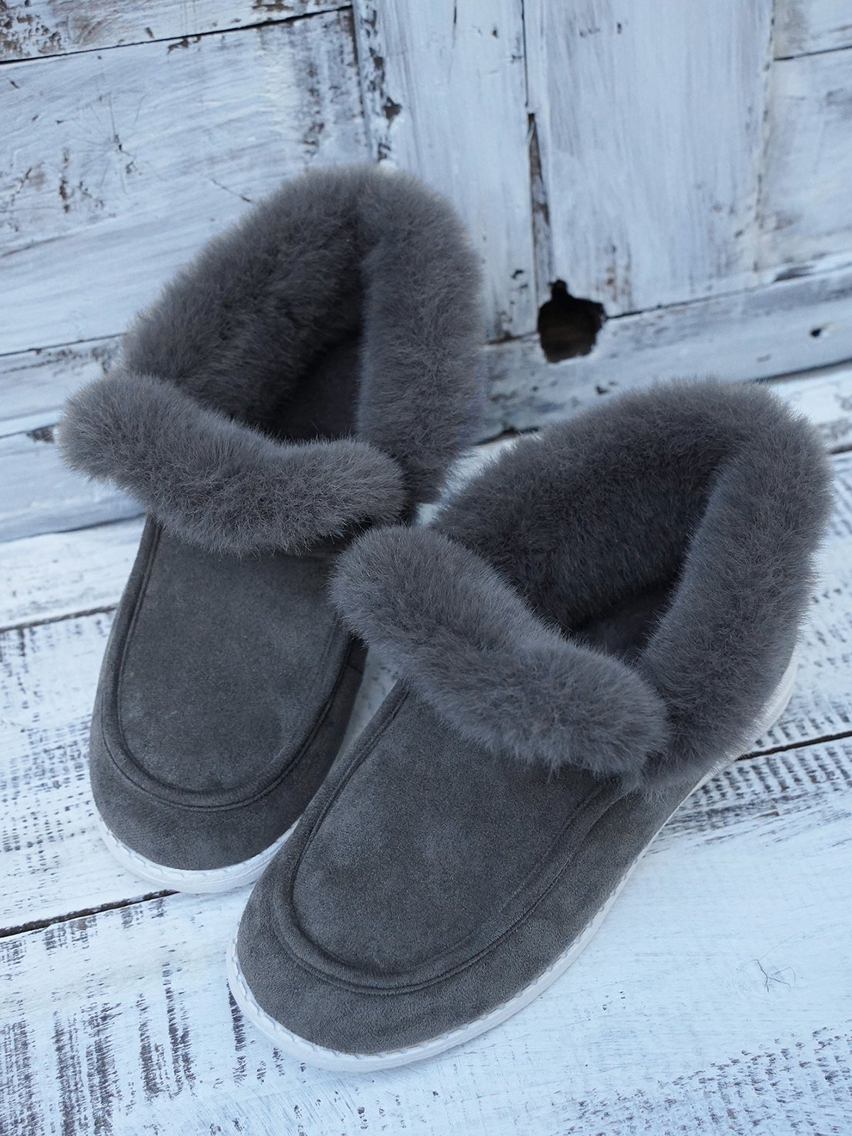 Women's Split Joint Furry Flat Heel Snow Boots | noracora